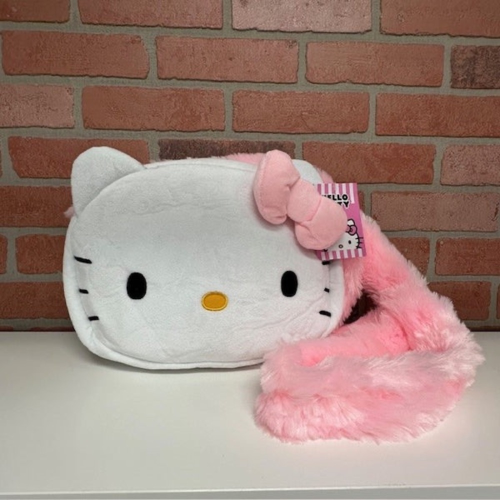 Hello Kitty Fuzzy Pink and White Shoulder Bag